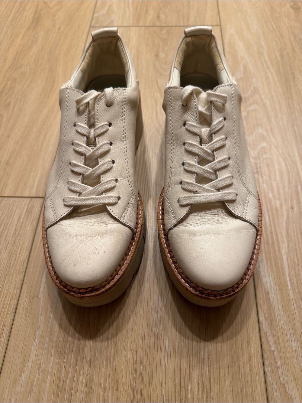 Dolce Vita Cream Leather Platform Sneakers